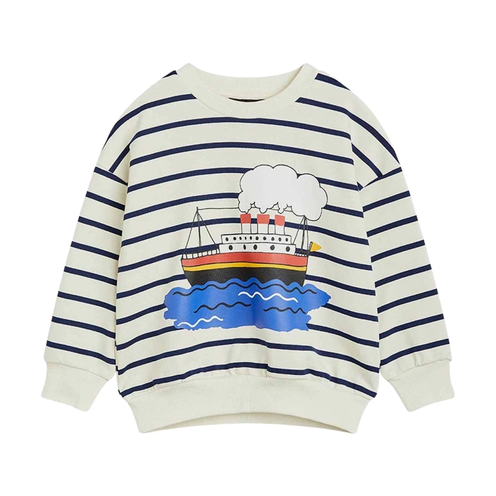 Mini Rodini Unisex Blue Cotton Striped Ferry Sweatshirt - Image 2