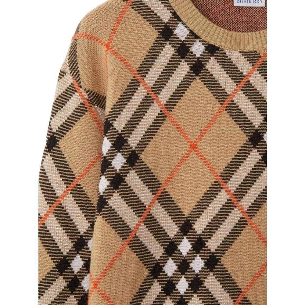 Burberry Gebreide Trui met Patroon Beige Dames
