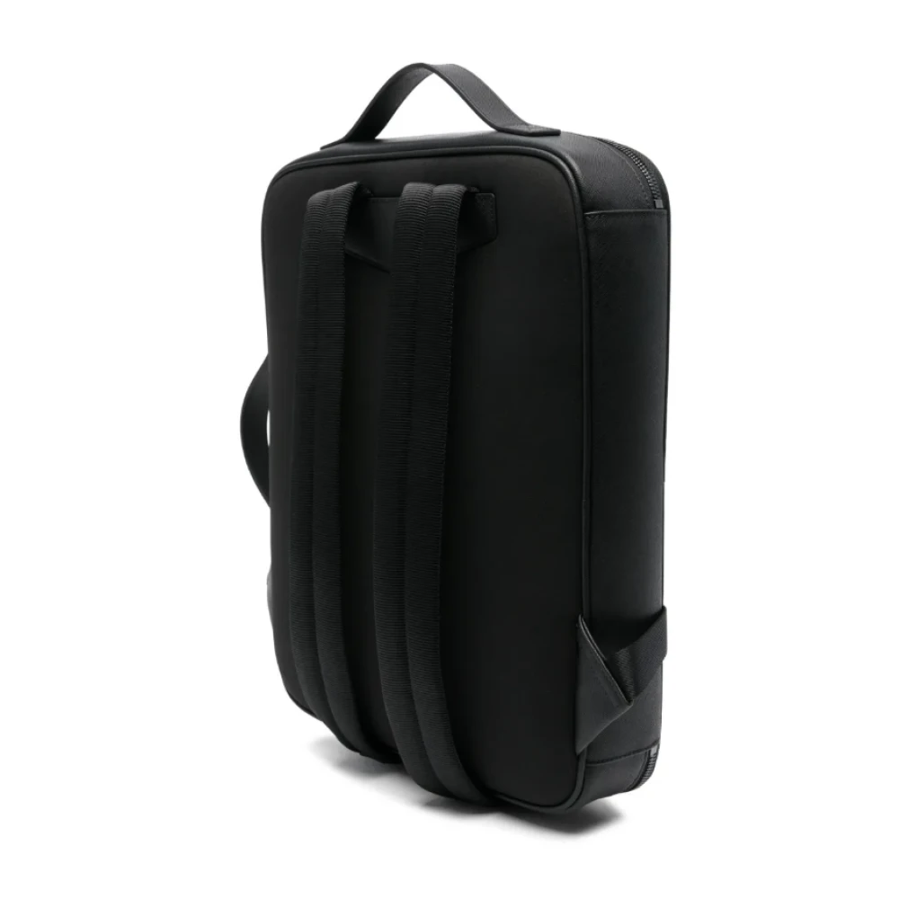 Emporio Armani Zwarte Laptoptas met reliëflogo Black Heren