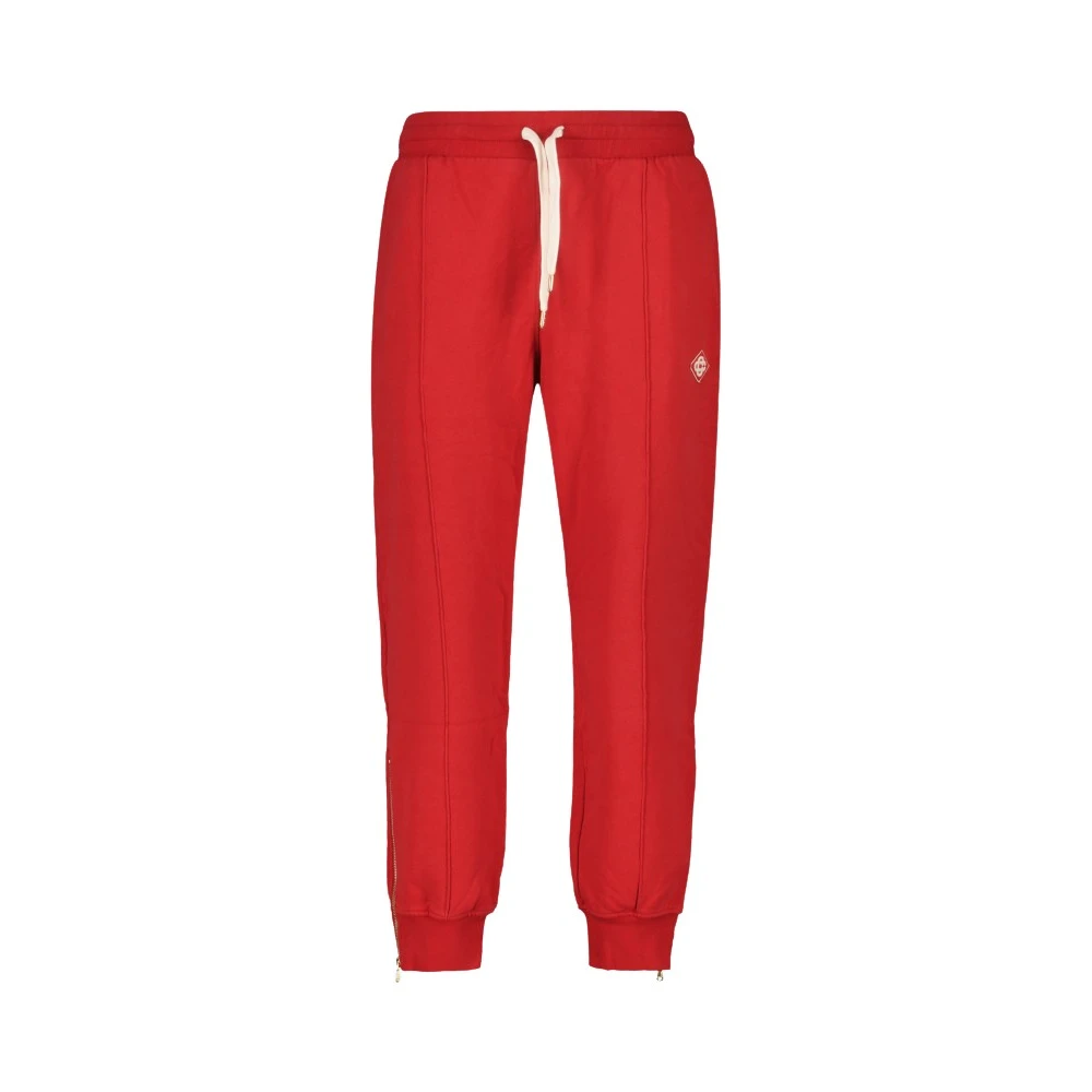 Casablanca Men's Red Sweatpants, L, Loopback Zip Hem Joggers Diamond Logo