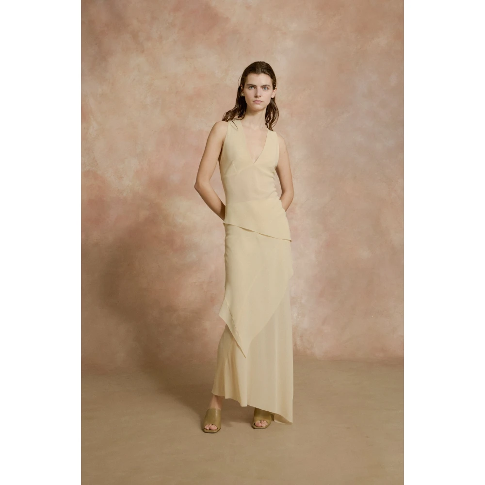 Cortana Dora top in beige zijden georgette Beige Dames