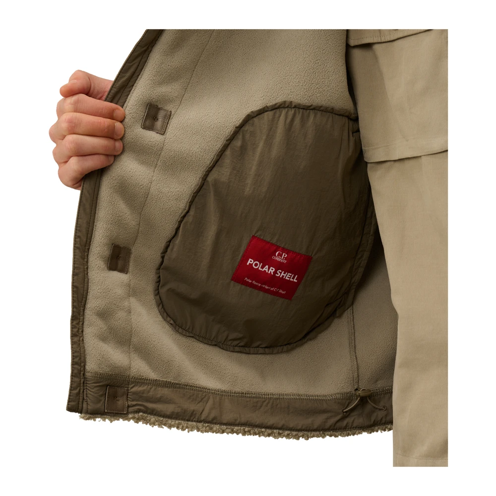 C.P. Company Polar Fleece capuchonjack met Taylon-L inzetstukken Brown Heren