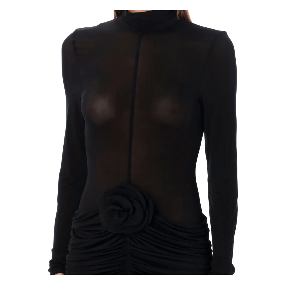 Magda Butrym Zwarte Sheer Midi Jurk Aw24 Black Dames