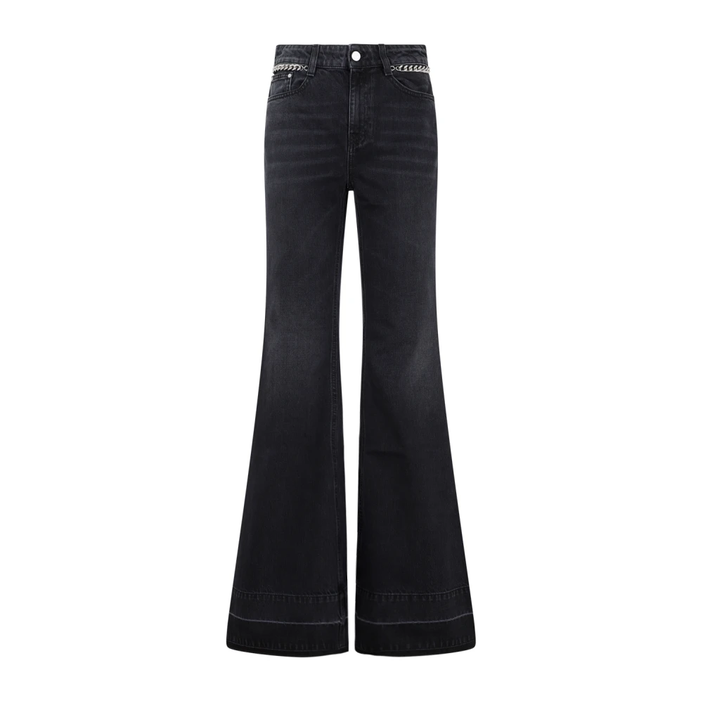 Stella Mccartney Zwarte Flare Chain Jeans Aw23 Blue Dames