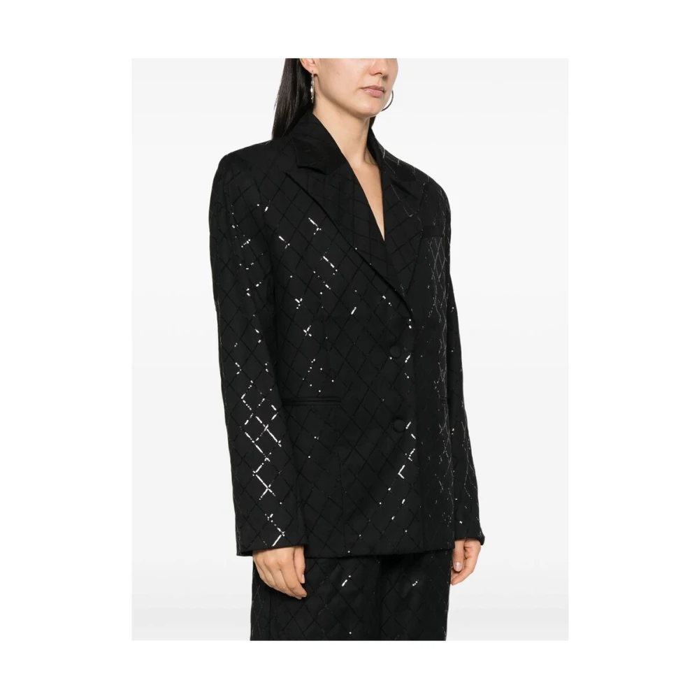 Rotate Birger Christensen Oversized Jas met Pailletten Black Dames