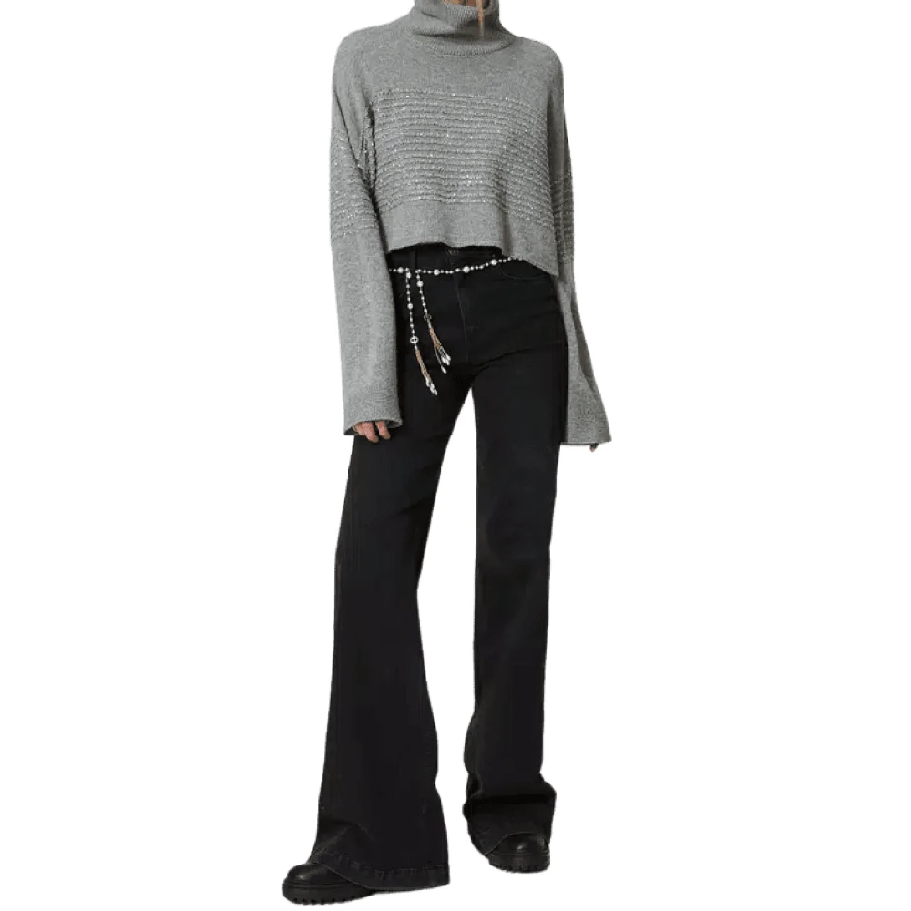 Twinset Grijze coltrui met pailletten Gray Dames