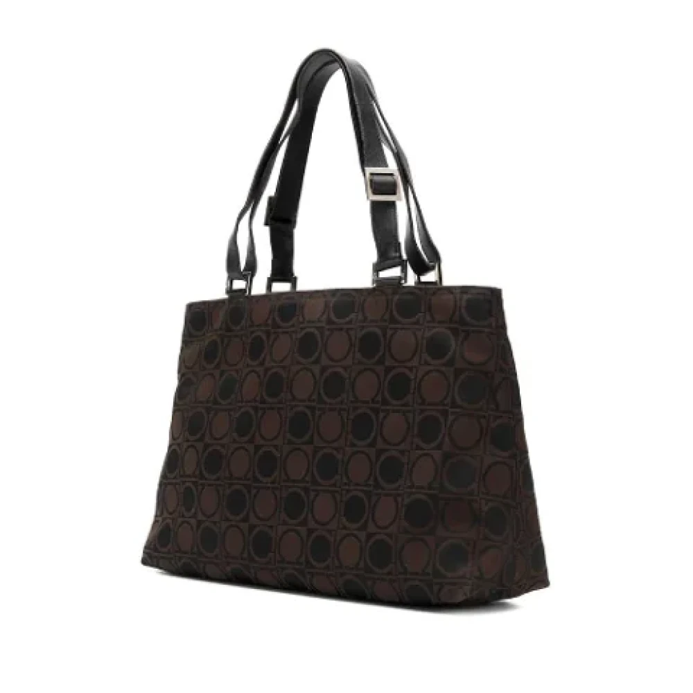 Salvatore Ferragamo Pre-owned Cotton handbags Brown Dames