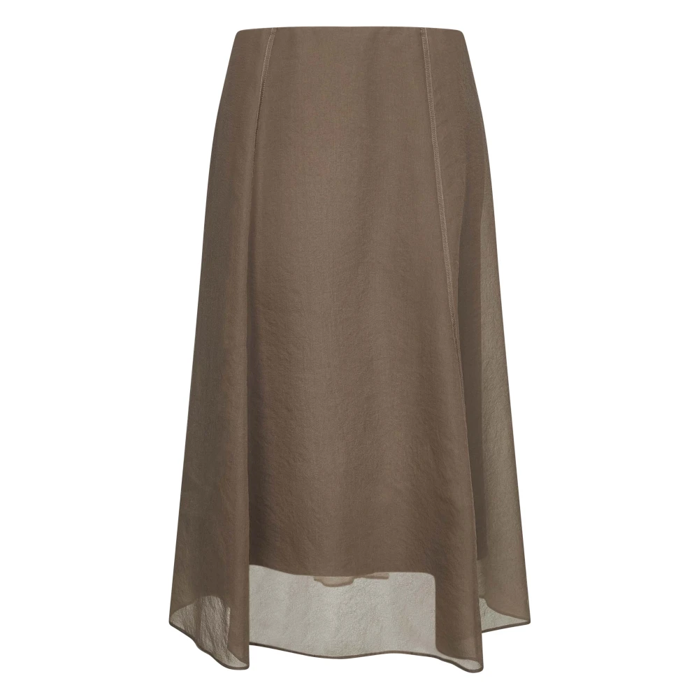 Brunello Cucinelli Women's Beige Midi Skirts, L, Circle Skirt