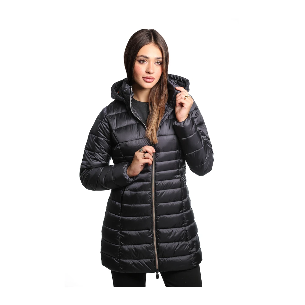 Save The Duck Lange jas met gewatteerde textuur Black Dames
