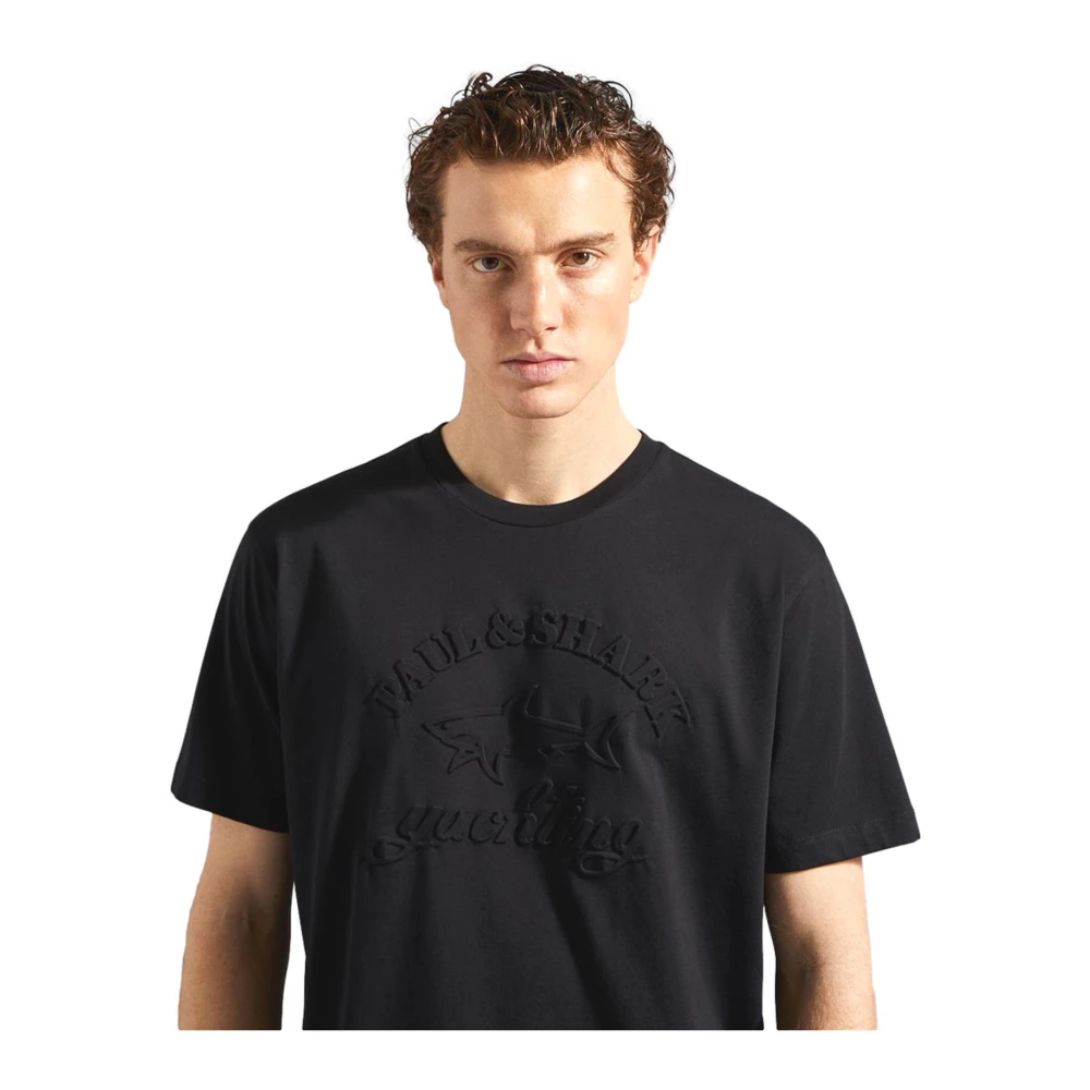 PAUL & SHARK Geëmbosseerd Logo Katoenen T-shirt in Zwart Black Heren