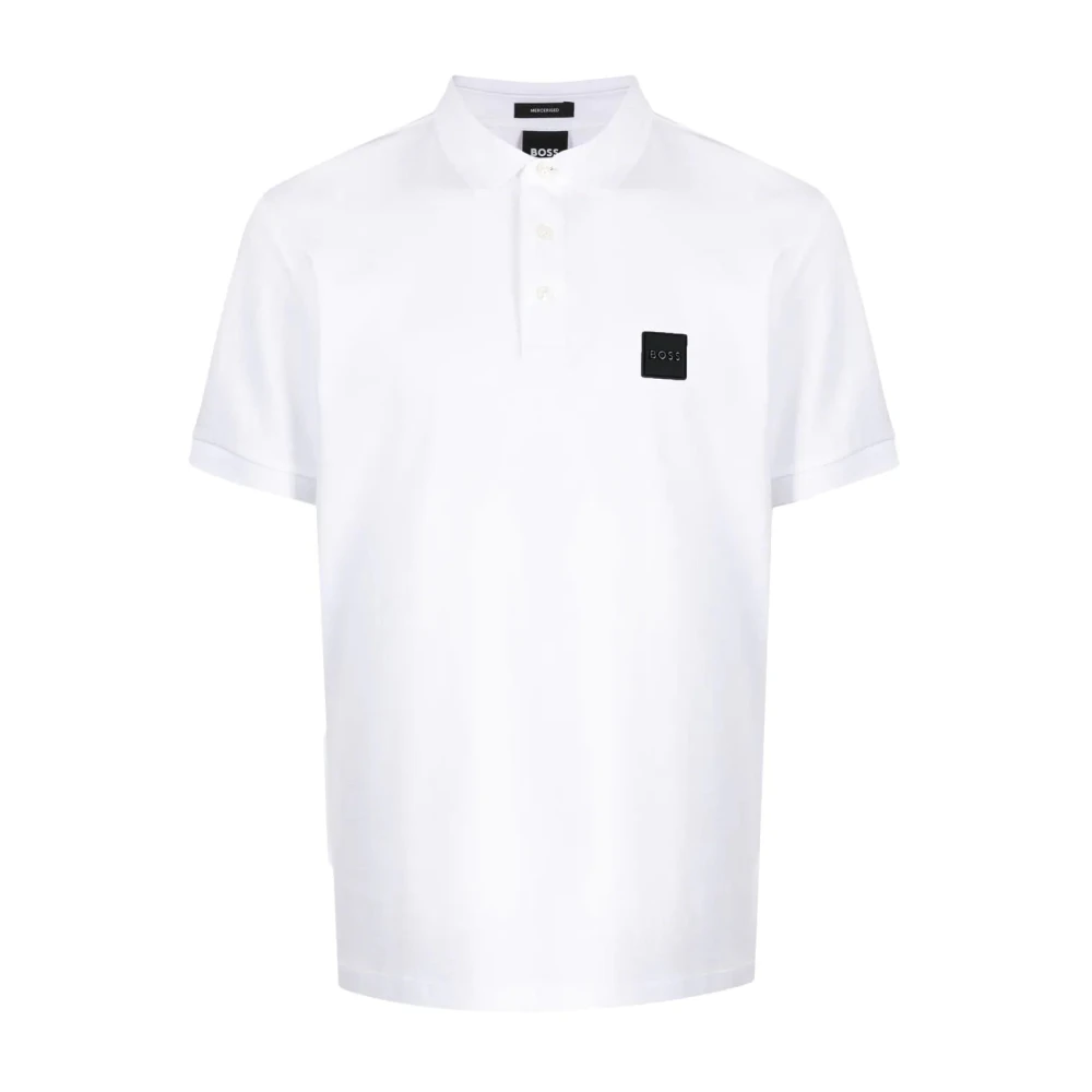 Hugo Boss Logo-patch Katoenen Polo Shirt White Heren