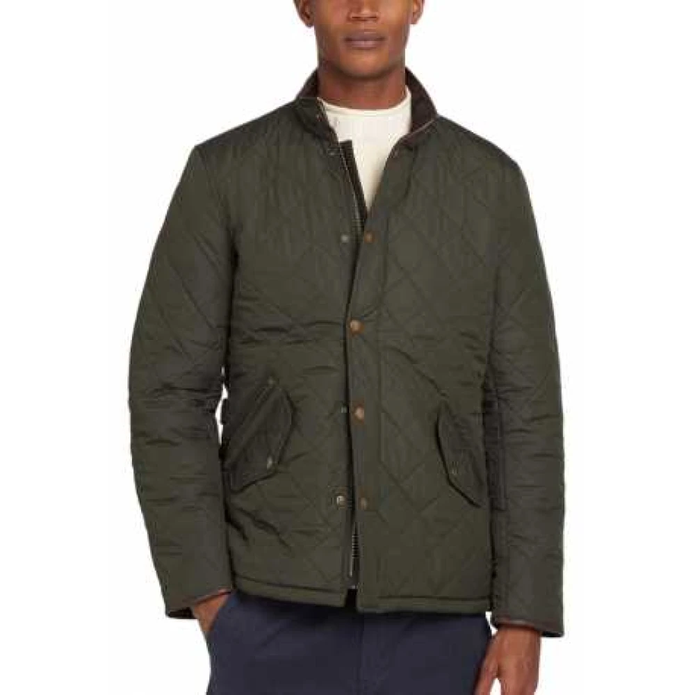 Barbour Gewatteerde leren jas Green Heren