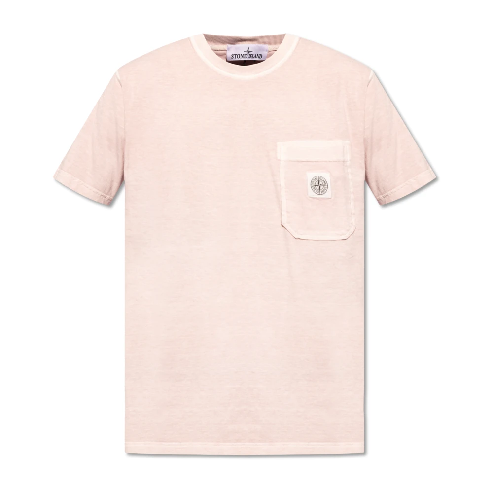 Stone Island T-shirt met logo Pink Heren