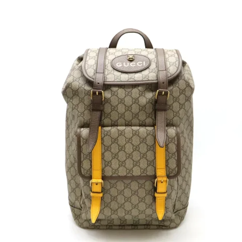 Gucci Vintage Pre-owned Canvas backpacks Beige Dames