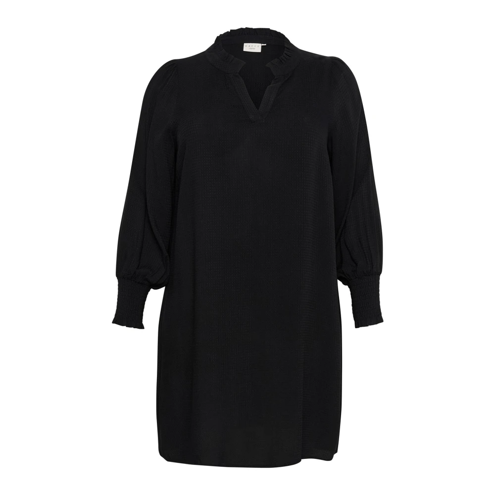 Kaffe Curve Zwart Diep Jurk met Pofmouwen Black Dames