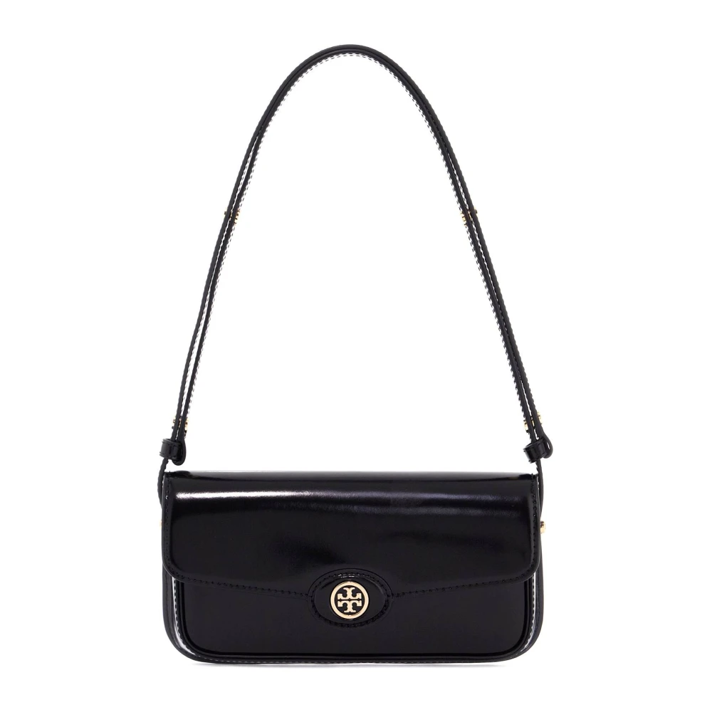 TORY BURCH Schoudertas van geborsteld leer Black Dames