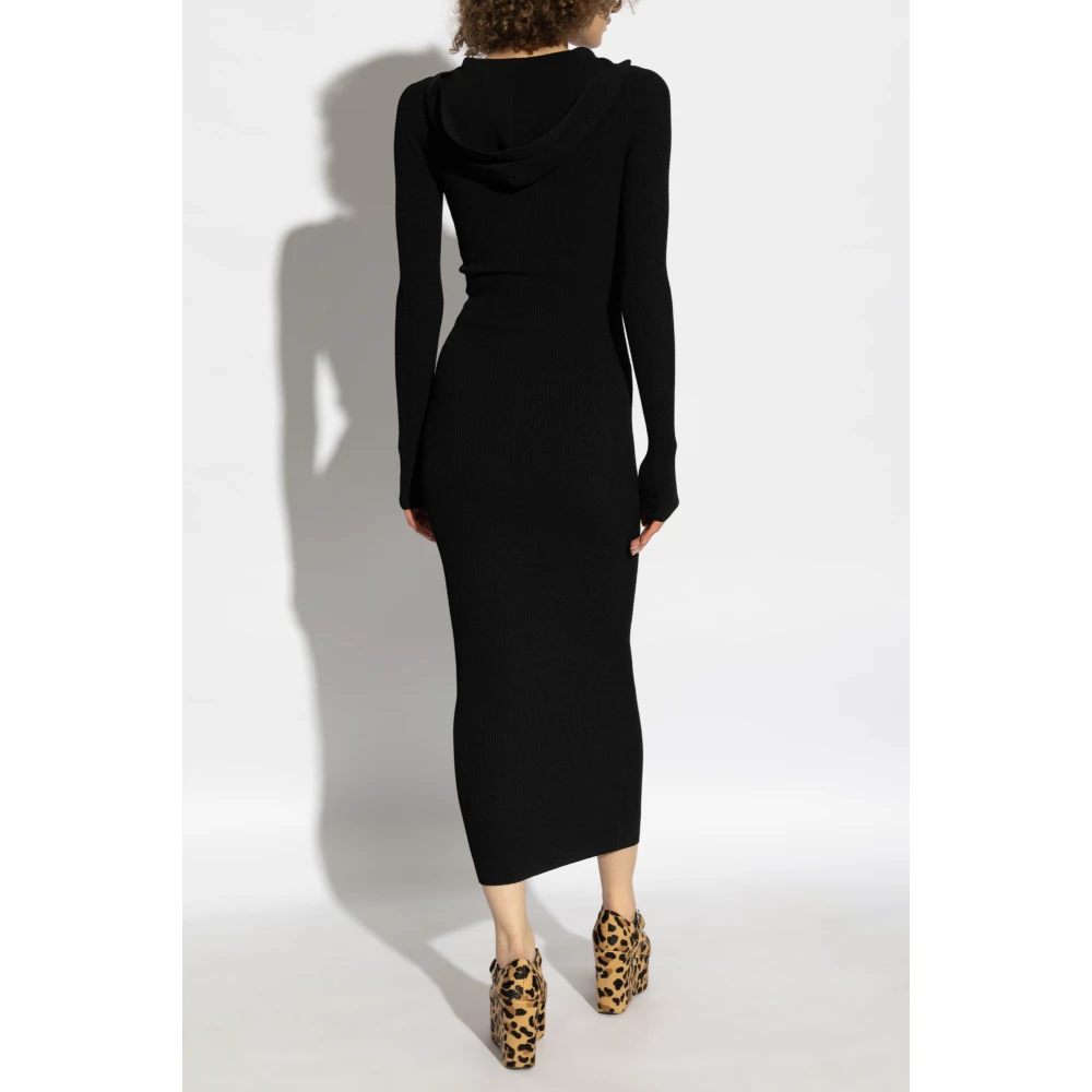 Alaïa Geribbelde Jurk Black Dames