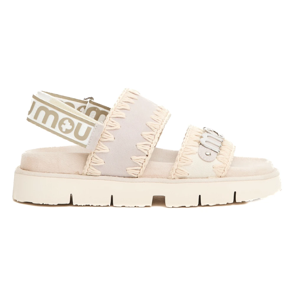 Mou, Skor, Dam, 37 EU, Mocka, Beige Mocka och Canvas Sandaler