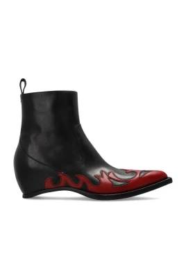 Läder Wedge Ankelboots