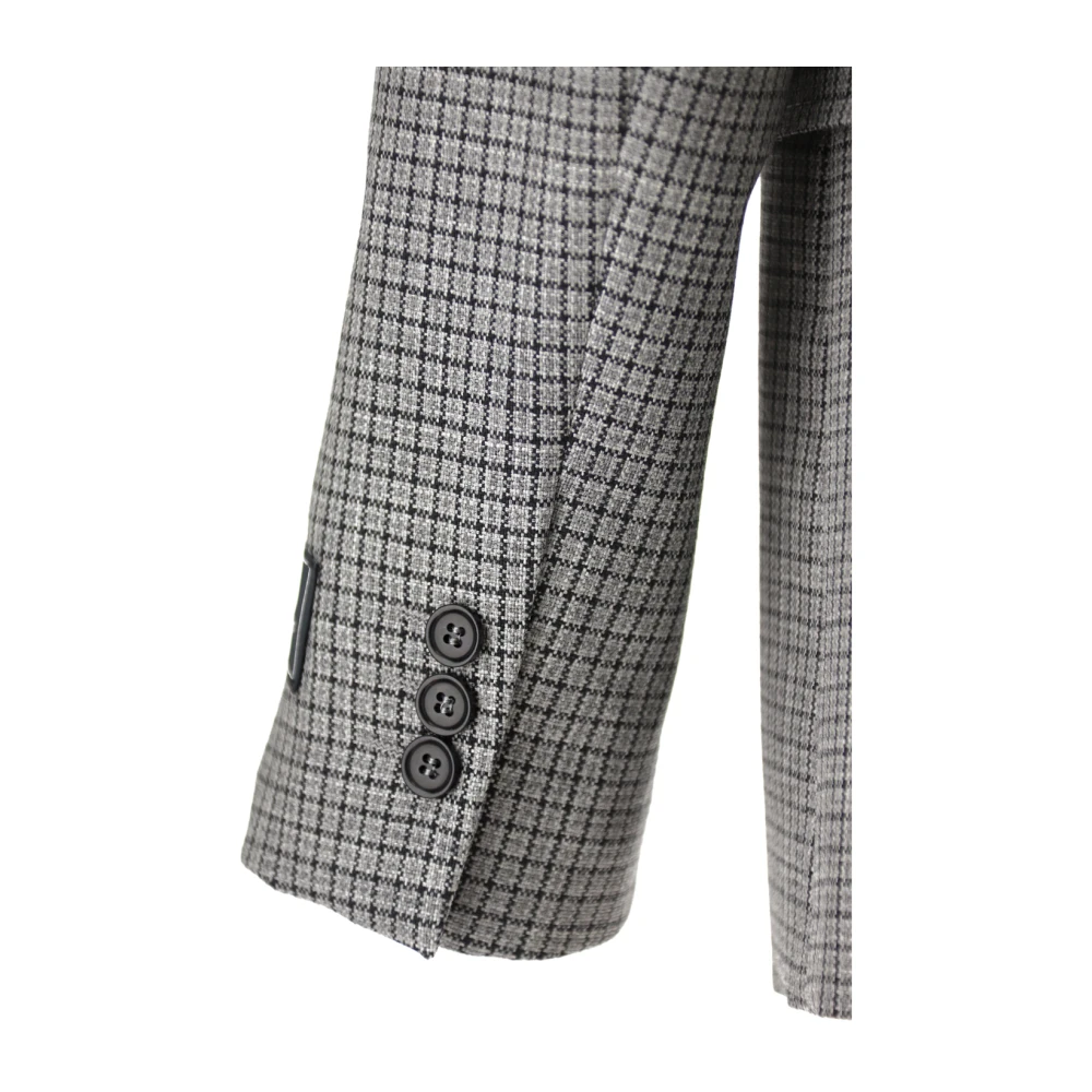 Msgm Grijze Wollen Jas met Strass Hart Gray Dames