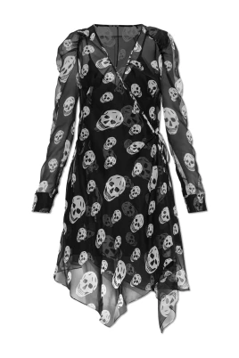 Silk Skull Print Evening Dress