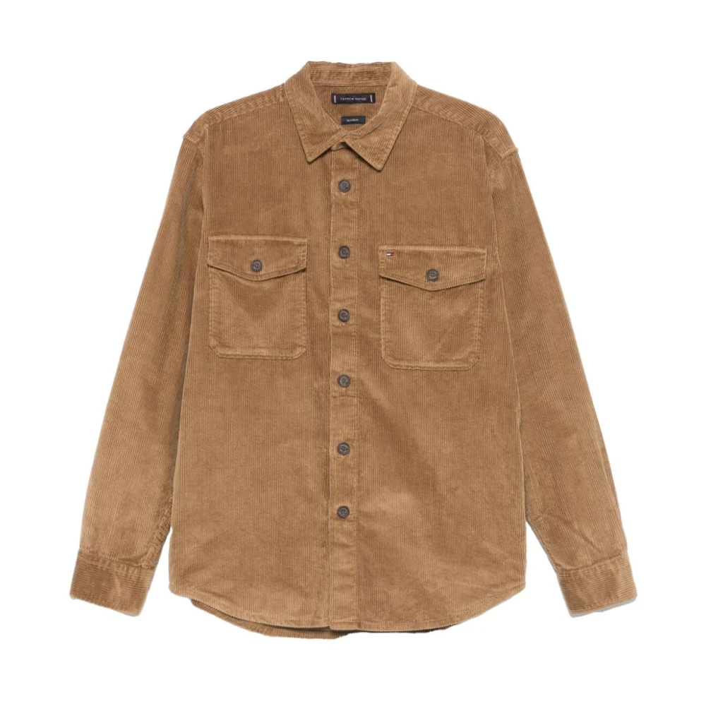 Tommy Hilfiger Ribfluwelen Voorknoopshirt Green Heren