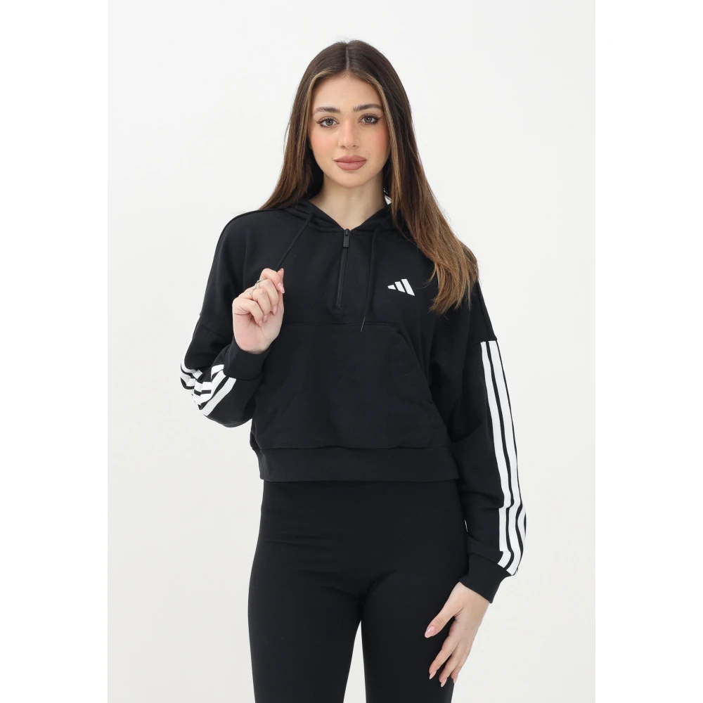 Adidas Zwarte half-zip Essentials 3-Stripes trui Black Dames