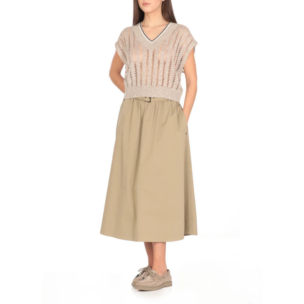 BRUNELLO CUCINELLI Groene katoenen rok met elastische taille Green Dames