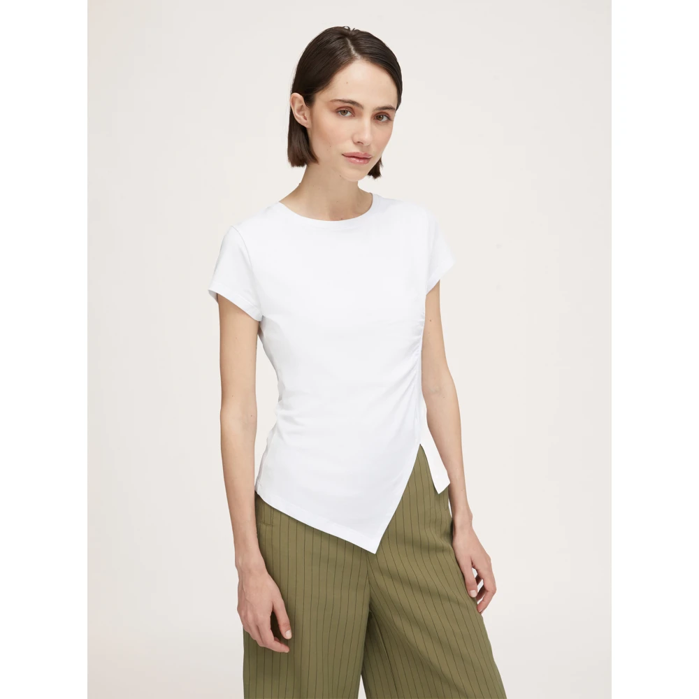 Motivi Asymmetrisch T-shirt met split White Dames
