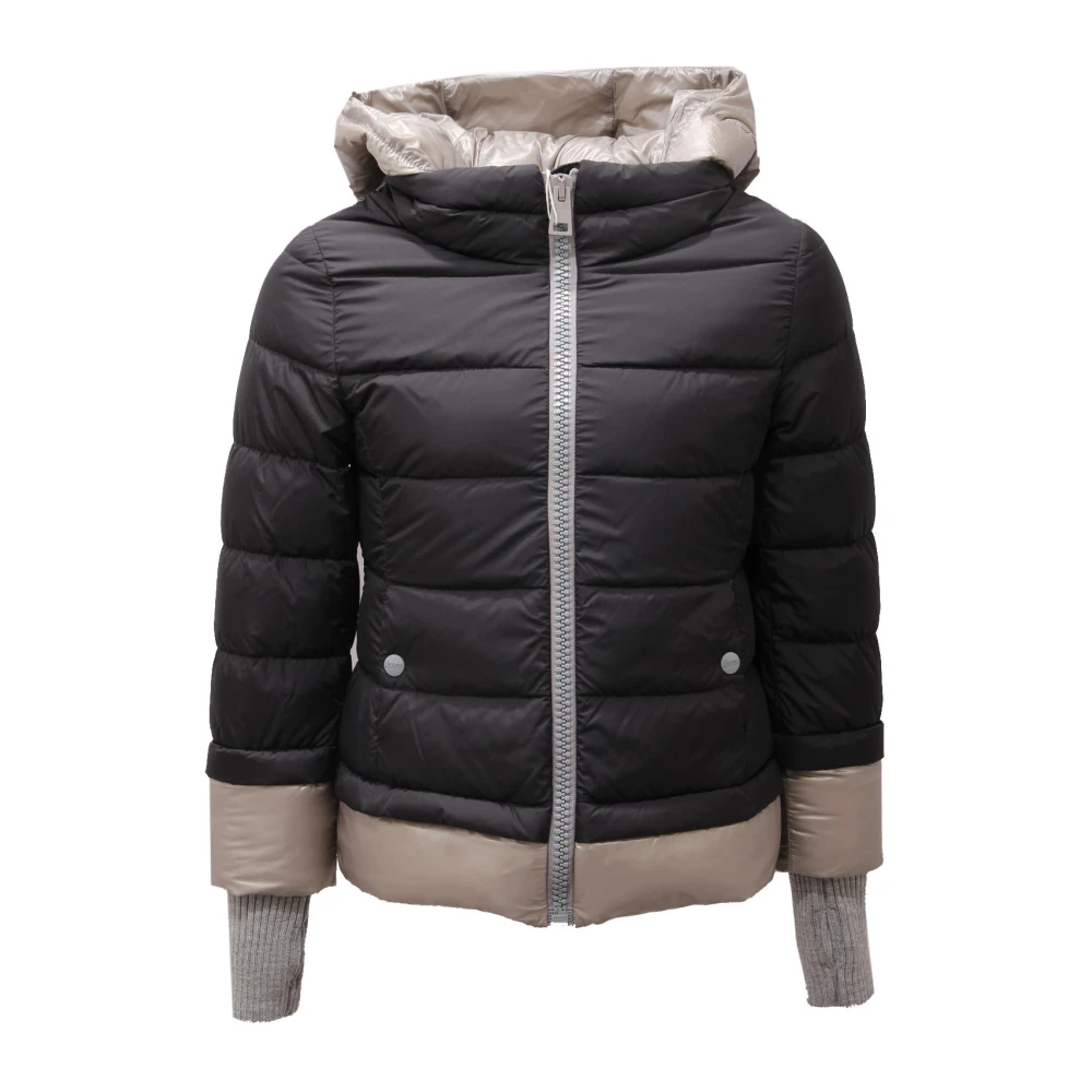 Herno Vrouw Blauw Gewatteerde Jas Met Afneembare Capuchon