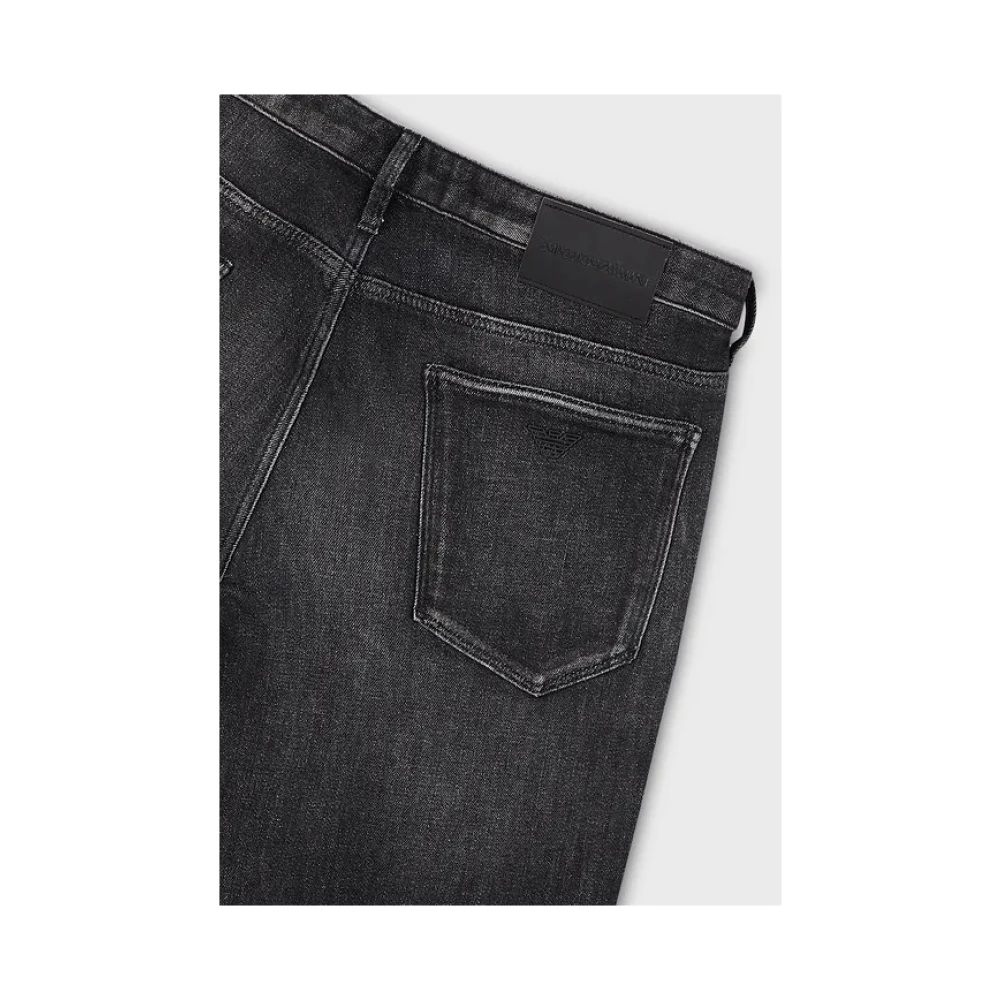 Emporio Armani Vintage Delavé Zwarte Denim Jeans Gray Heren