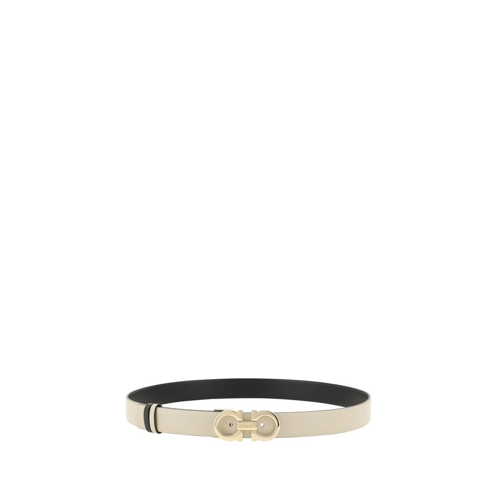 Salvatore Ferragamo Omkeerbare Leren Riem met Gancini Gesp Beige Dames