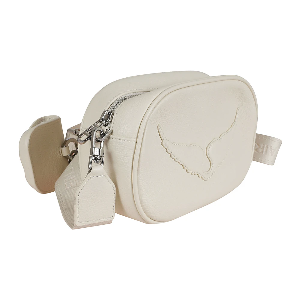 Zadig & Voltaire Gestructureerde leren Schoudertas Zwart White Dames