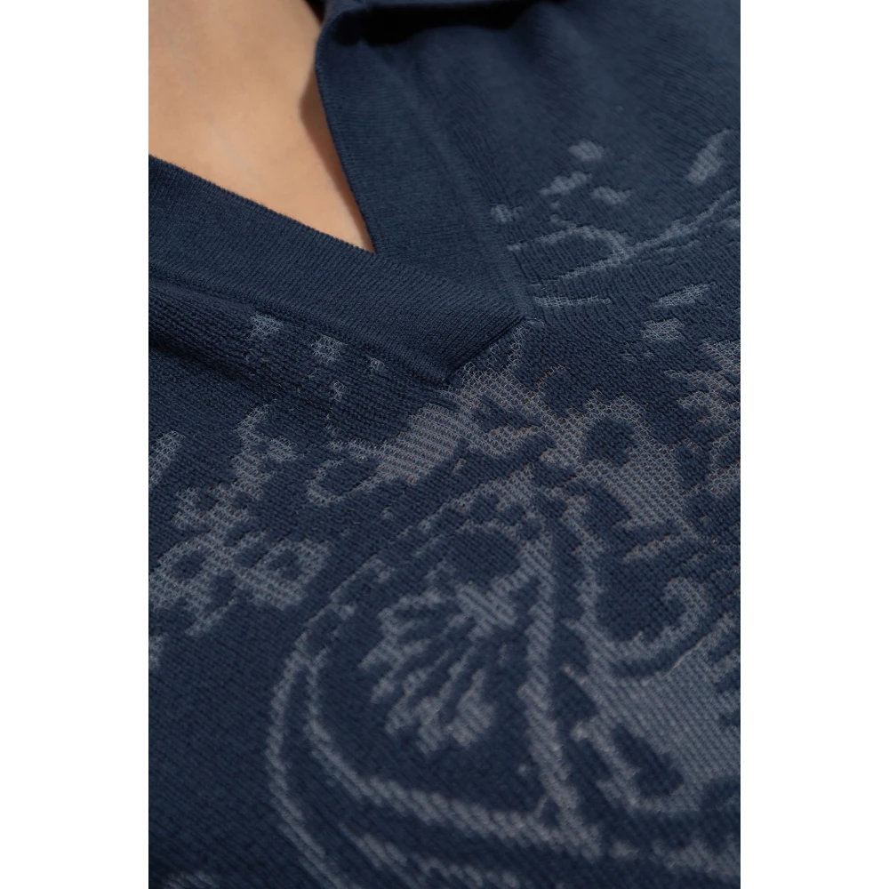 ETRO Polo met decoratief patroon Blue Dames