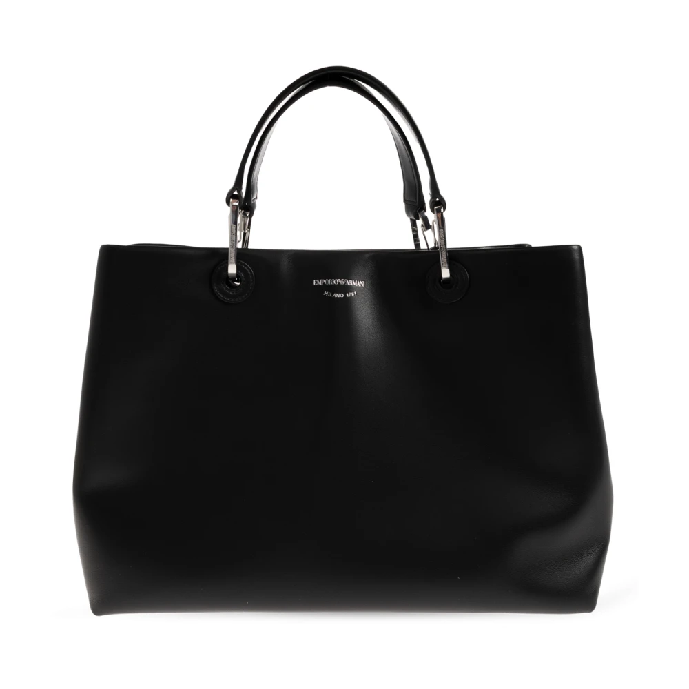 Emporio Armani Vrouw Zwart Nappa Leather Medium Myea Shopper Bag