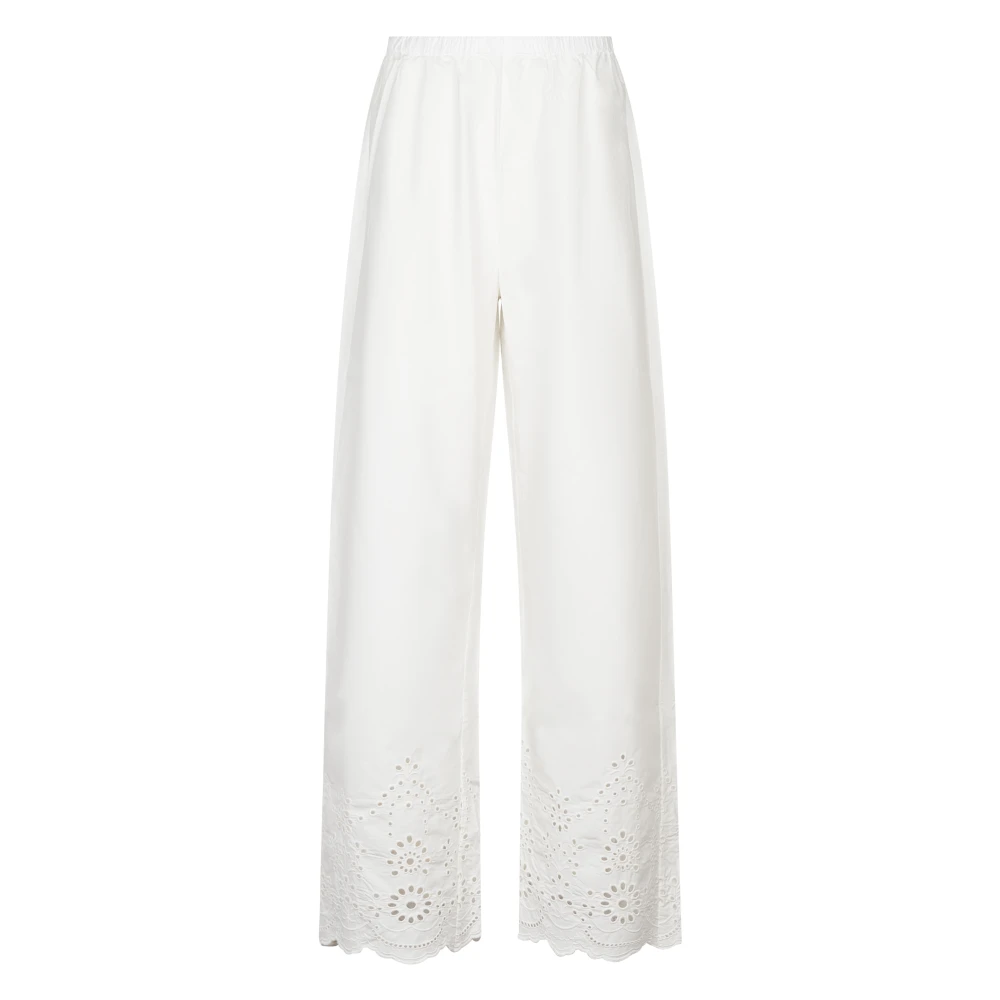 Mc2 Saint Barth Women's White Wide Trousers, L, Inez Sangallo Trousers