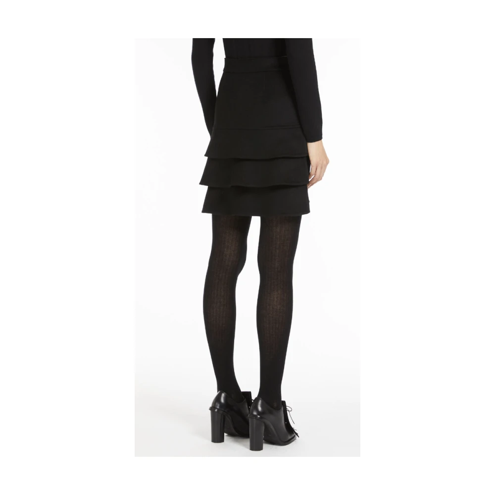 Max Mara Zwarte Kameel Rok met Ruches Black Dames