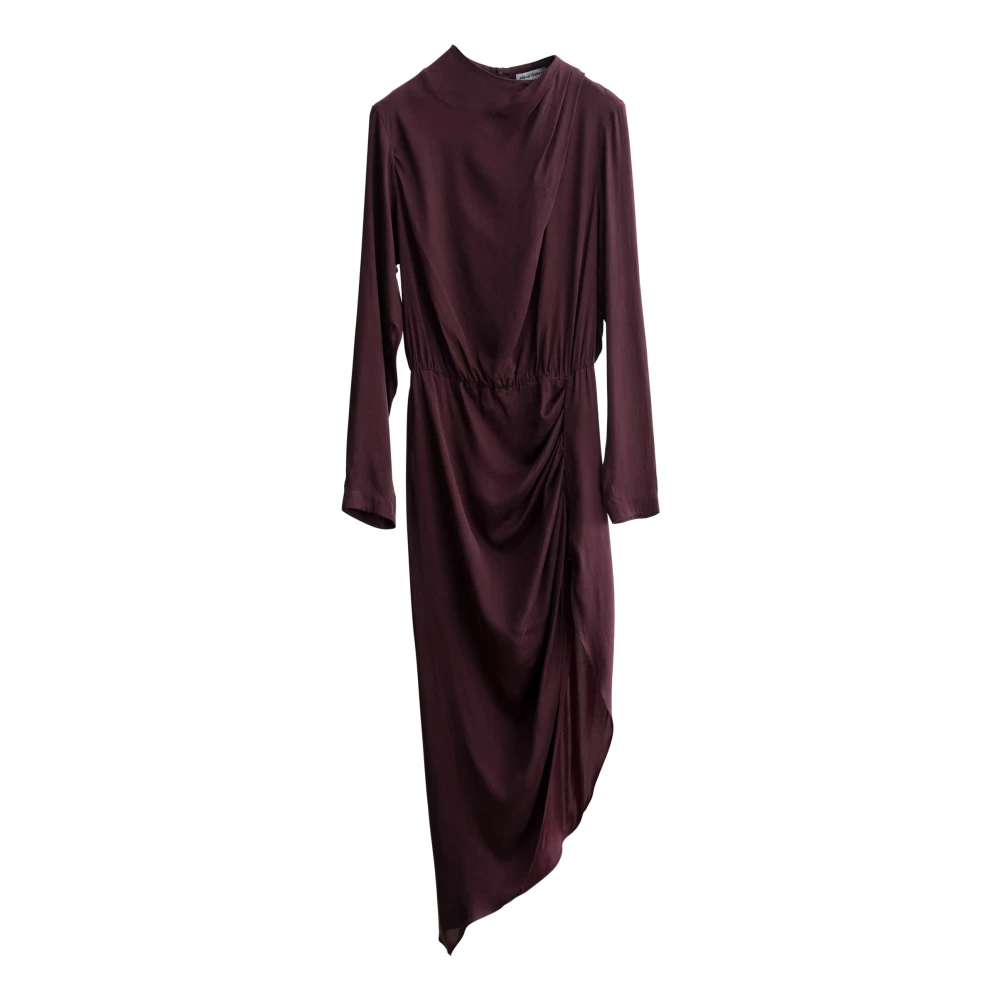 Ahlvar Gallery Burgundy Jade Klänning med Asymmetriska Veck Purple, Dam