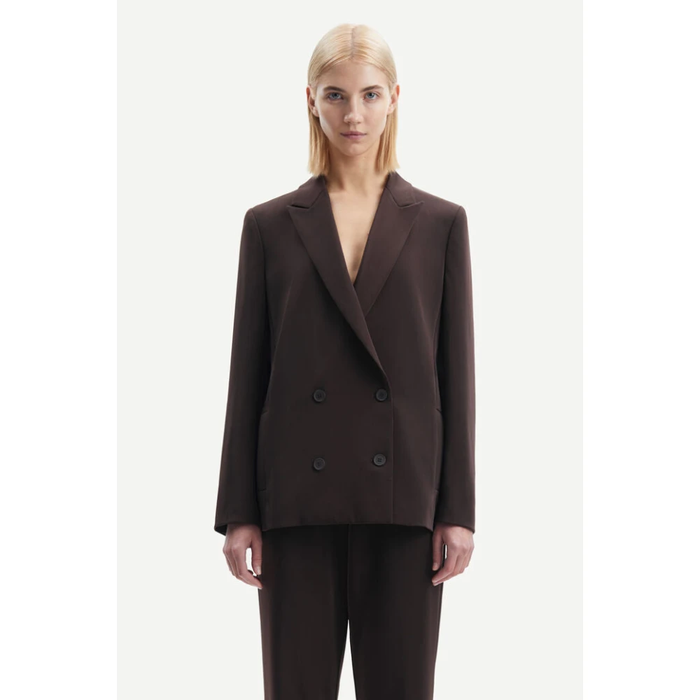 Samsøe Double Breasted Blazer Brown Dames