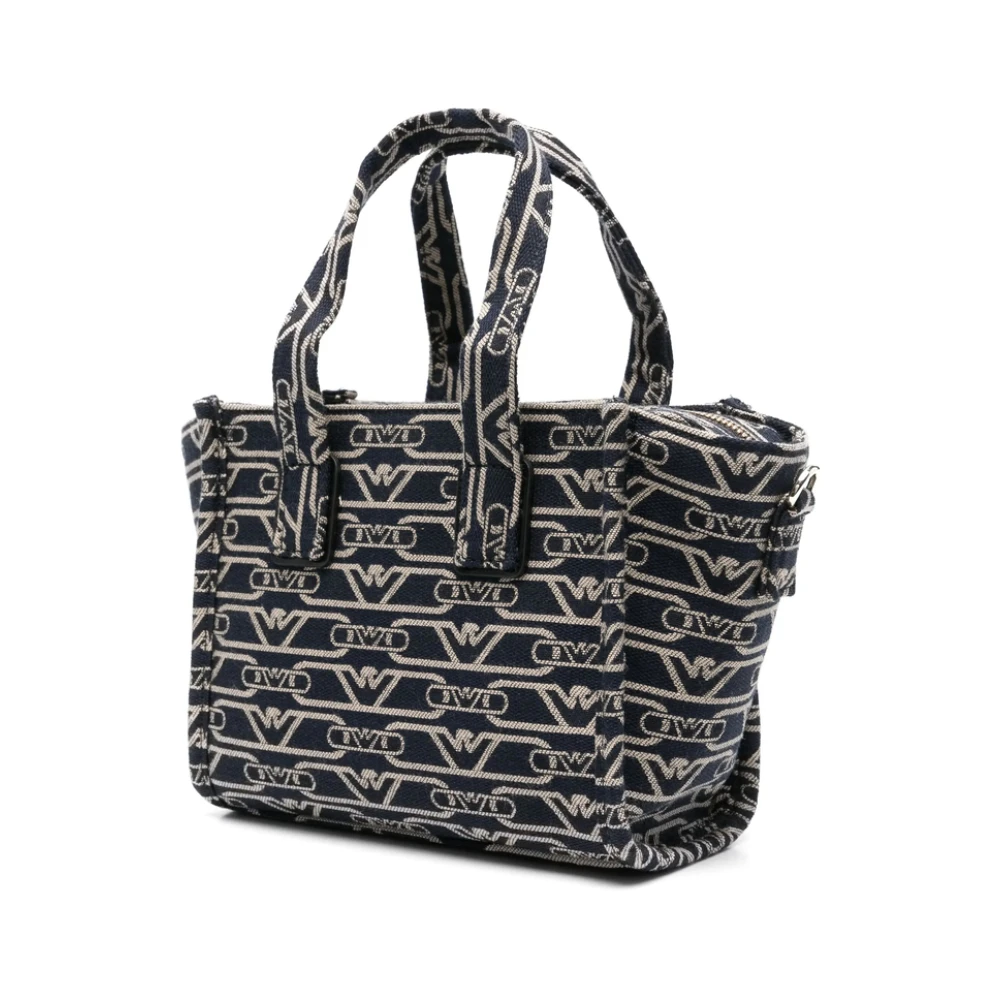 Emporio Armani Blauwe Oxford Top Handvat Schoudertas Blue Dames