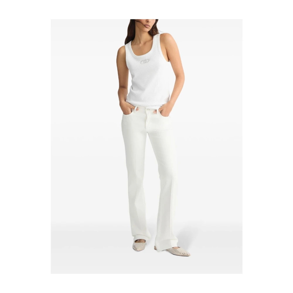 Liu Jo Witte Jeans met Studded Logo Detail White Dames