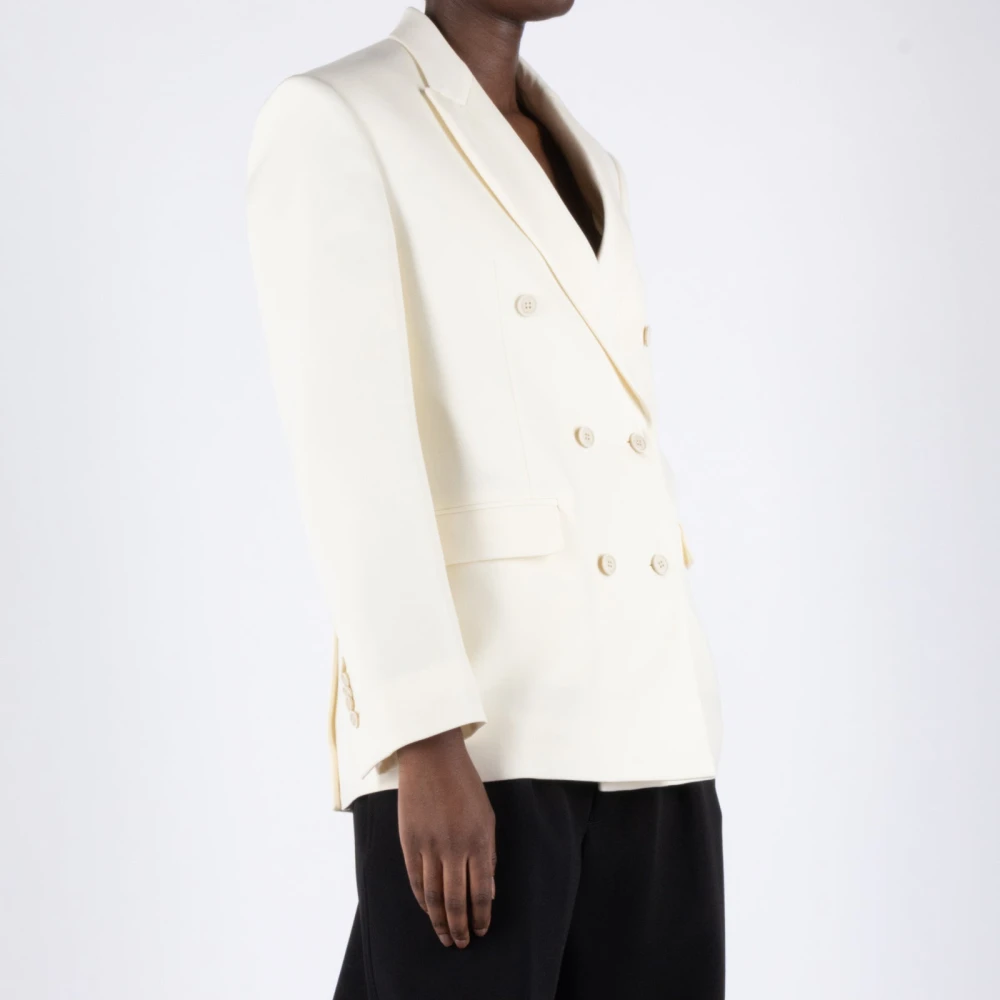Wardrobe.nyc Dubbelborstige Wollen Blazer White Dames