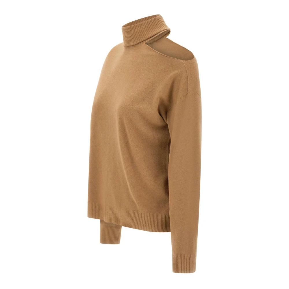 Kaos Bruine Sweater met Cut-Out Detail Brown Dames