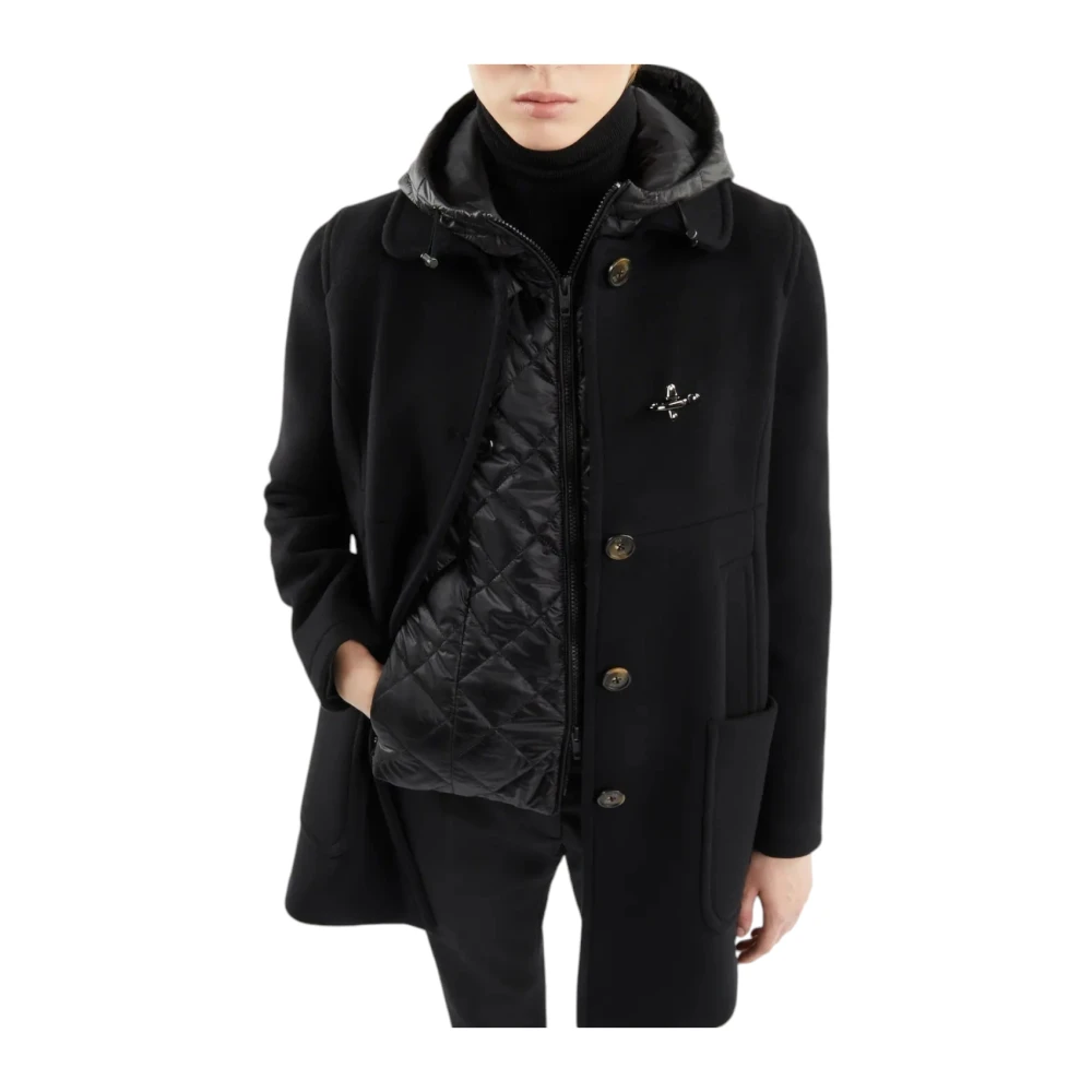 Fay Zwarte wol kasjmier jas Black Dames