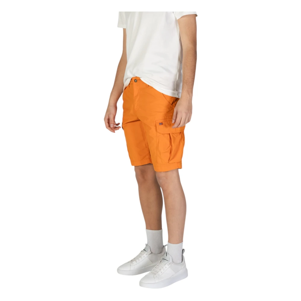 Napapijri Oranje Katoenen Rits Shorts Herfst Winter Orange Heren