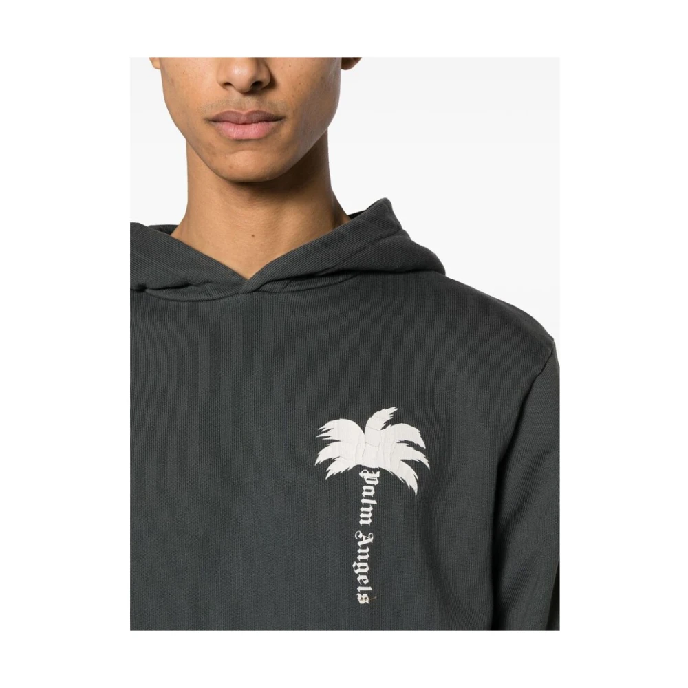Palm Angels Hoodie met logo print Black Heren