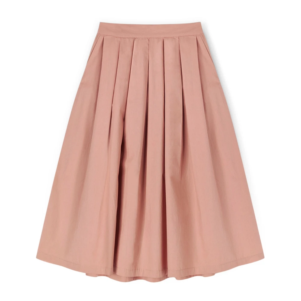 Motivi Katoenen Popeline Rok met Plooien Pink Dames