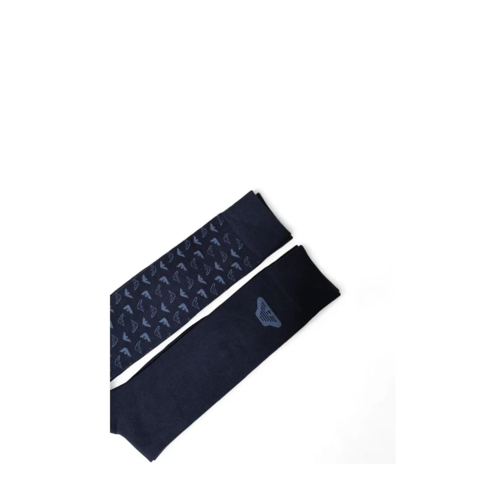 Emporio Armani Blauwe Katoenen Crew Socks met Eagle Logo Blue Heren
