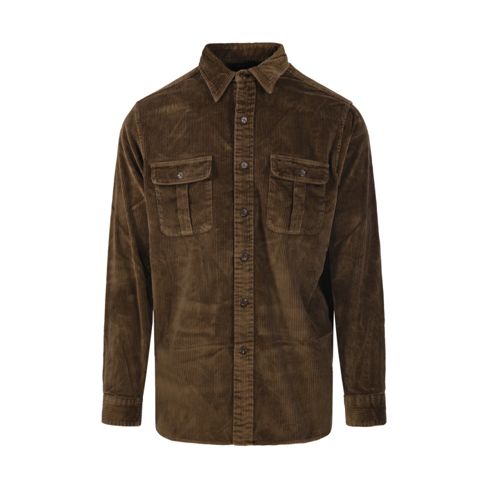Ralph Lauren Lange Mouw Sportshirt Brown Heren