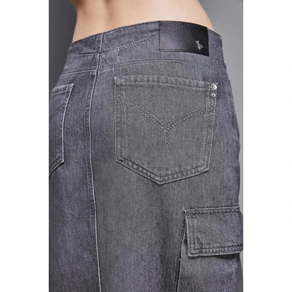 PATRIZIA PEPE Cargo Lange Denim Rok Gray Dames